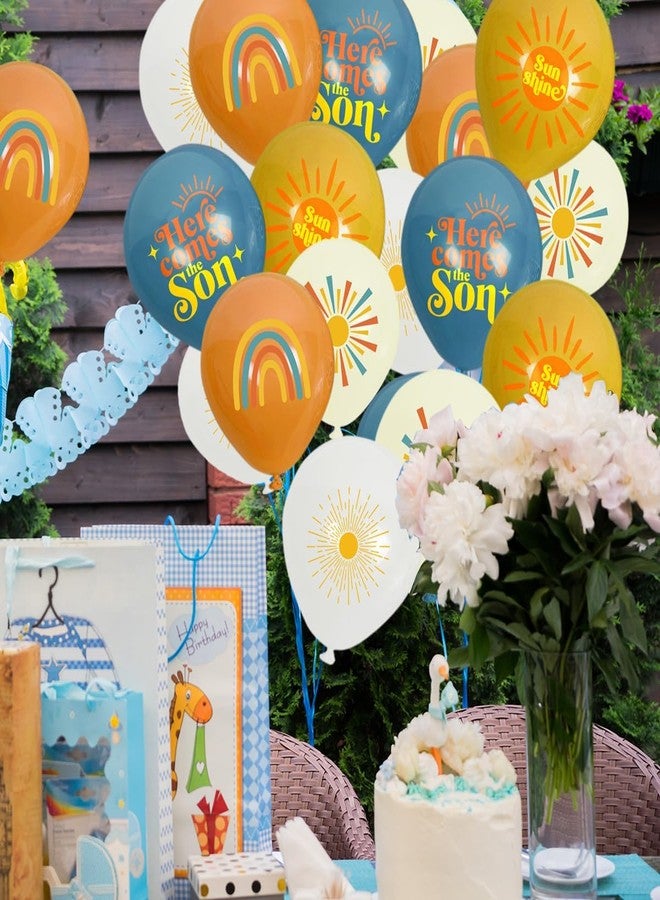 Dydamud Here Comes The Son Baby Shower Decorations,35pcs Boho First Trip Around The Sun Balloon,Sunshine Party Retro Latex Balloons for You are My Sunshine Baby Shower Decoration Supplies - Image 4